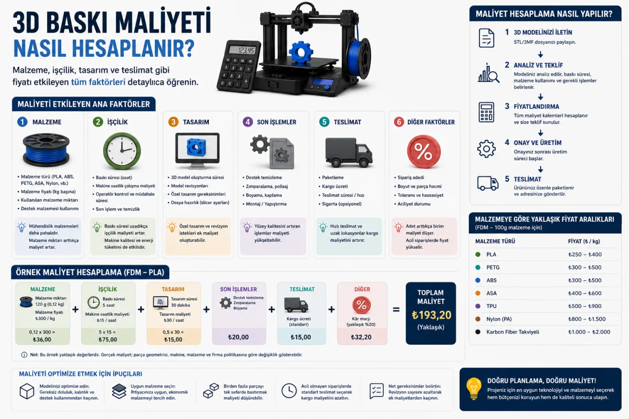 3D Baskıda Maliyet Nasıl Hesaplanır? Fiyatı Etkileyen Faktörler