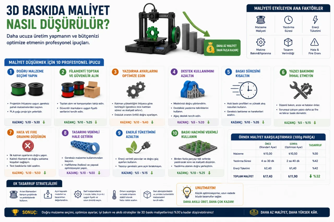 3D Baskıda Maliyet Optimizasyonu, Daha Ucuza Nasıl Üretim Yapılır?