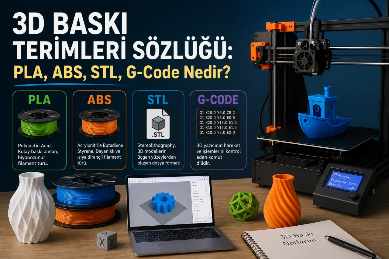 3D Baskı Terimleri Sözlüğü: PLA, ABS, STL, G-Code Nedir?