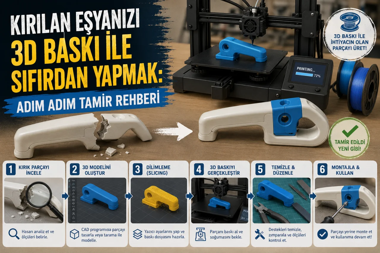 Kırılan Eşyanızı 3D Baskı ile Sıfırdan Yapmak: Adım Adım Tamir Rehberi