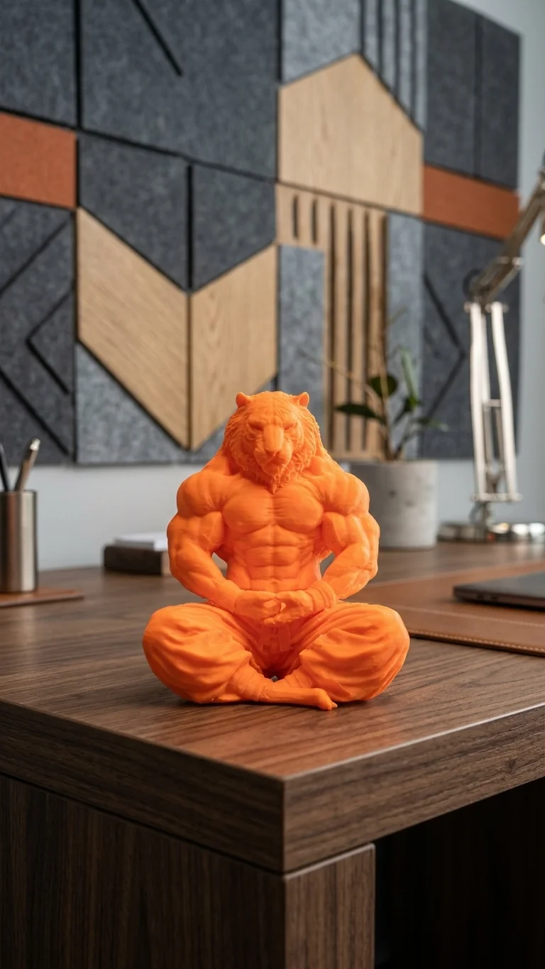 Meditasyon Yapan Kaplan Figürü 3D
