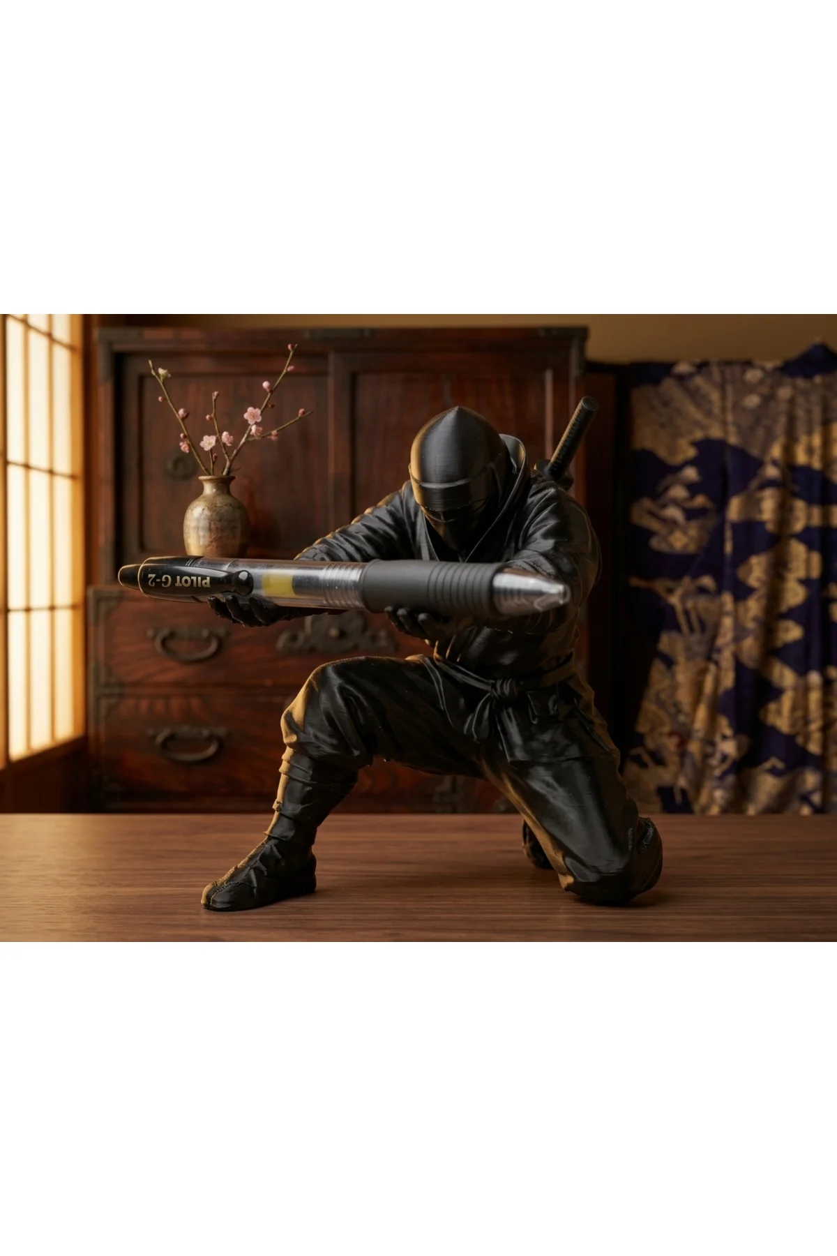 Siyah Ninja Kalem Tutucu – Eğlenceli Masa Üstü Kalemlik