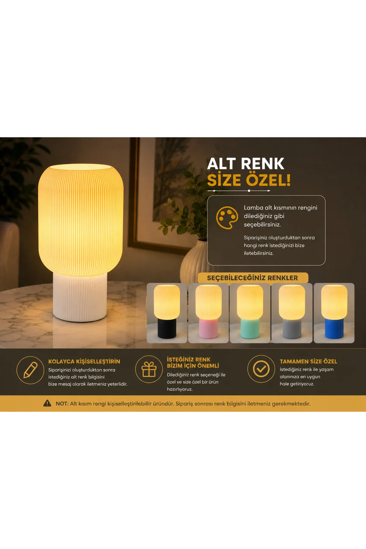 Kişiye Özel Renk Seçenekli LED Masa Lambası | Modern Dekoratif Gece Lambası