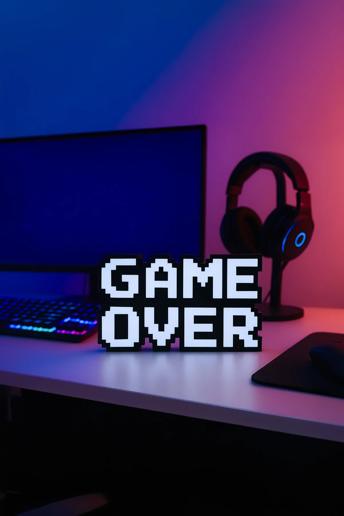 Modern Game Over Kabartmalı Süs – Dekoratif Obje, Duvar & Masaüstü Aksesuarı,Hediye