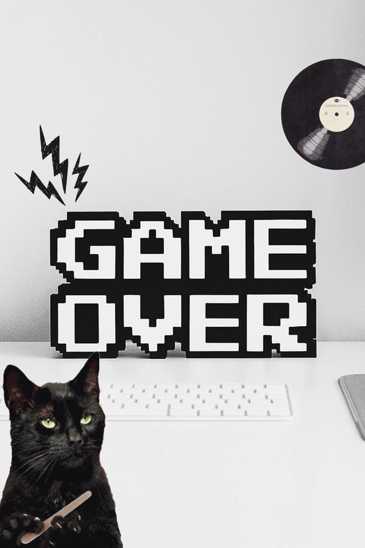 Modern Game Over Kabartmalı Süs – Dekoratif Obje, Duvar & Masaüstü Aksesuarı,Hediye