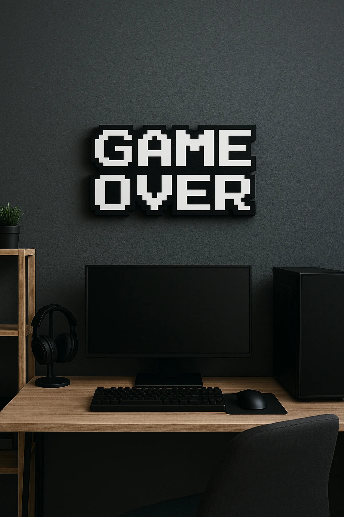 Modern Game Over Kabartmalı Süs – Dekoratif Obje, Duvar & Masaüstü Aksesuarı,Hediye