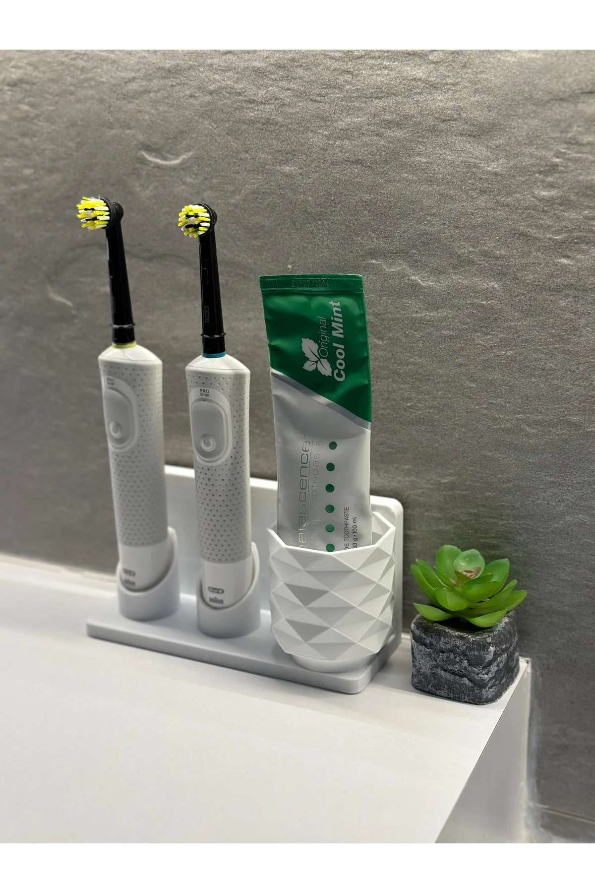 Şarjlı ve Pilli Diş Fırçalık Tutucu Stand Beyaz