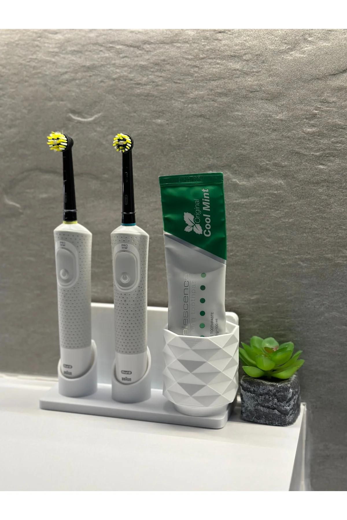 Şarjlı ve Pilli Diş Fırçalık Tutucu Stand Beyaz