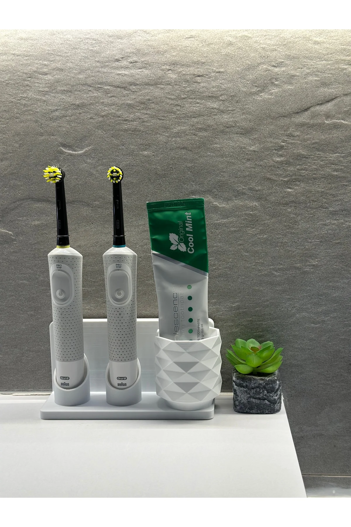 Şarjlı ve Pilli Diş Fırçalık Tutucu Stand Beyaz