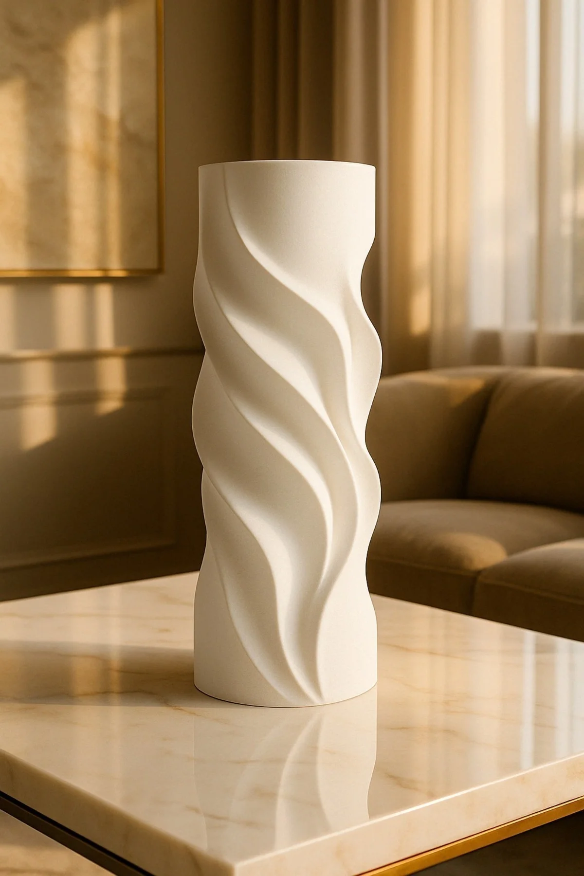 Beyaz Mini Spiral Modern Dekoratif Vazo - 3D Tasarım Kabartmalı Minimalist Ev Aksesuarı