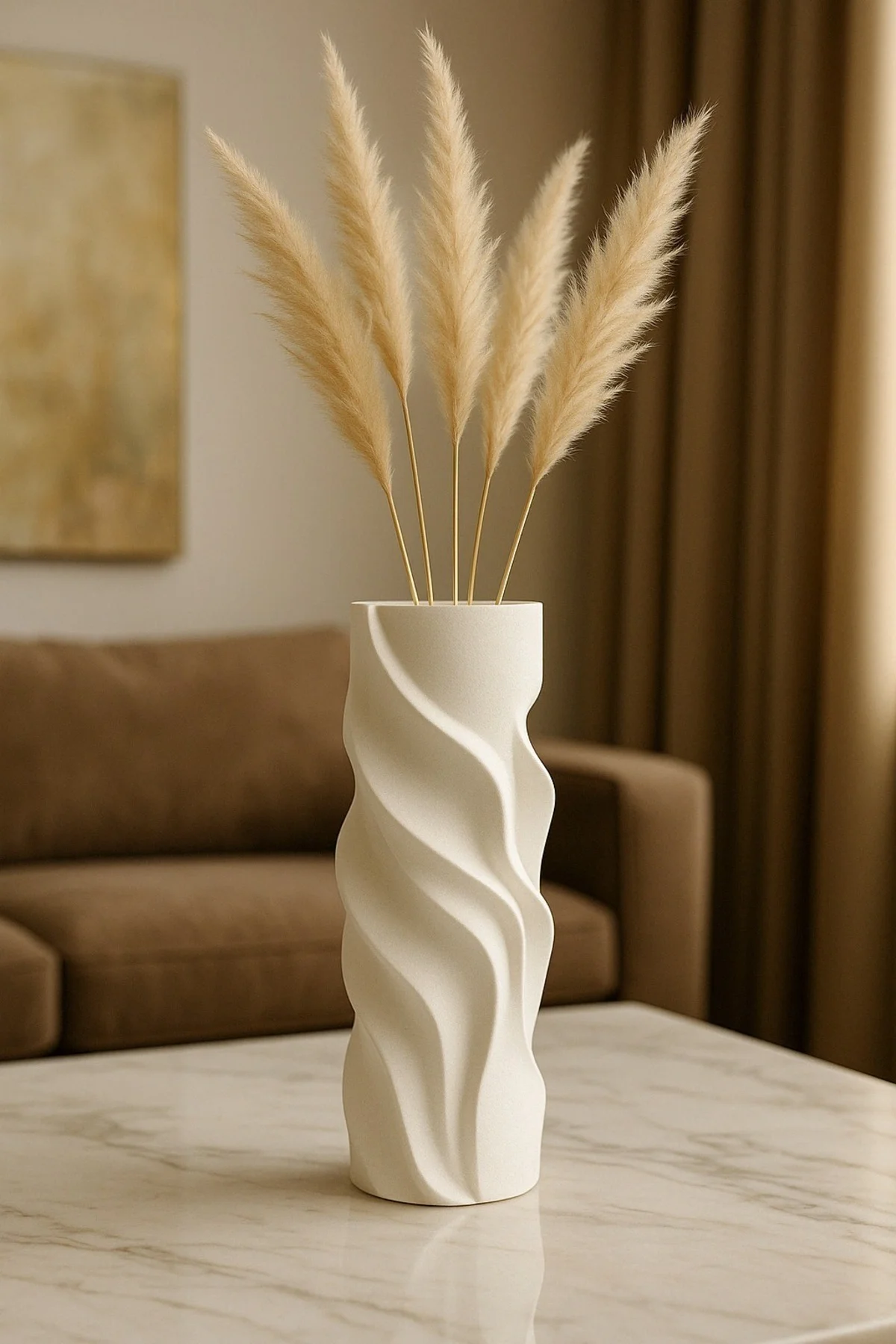 Beyaz Mini Spiral Modern Dekoratif Vazo - 3D Tasarım Kabartmalı Minimalist Ev Aksesuarı