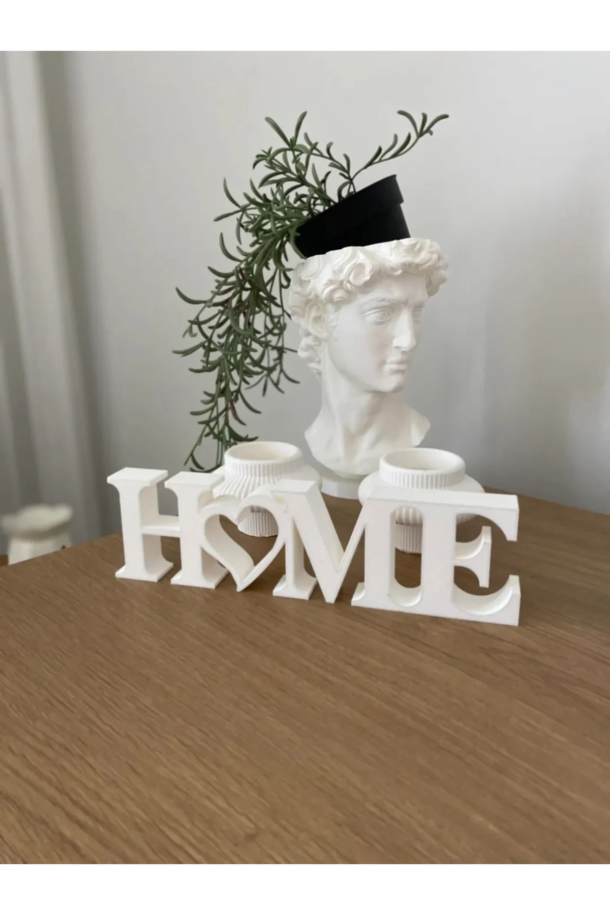 Home Yazılı Dekoratif Biblo - 22x6 Cm, 3D Baskı Masaüstü Dekor, Minimalist ve Şık Tasarım